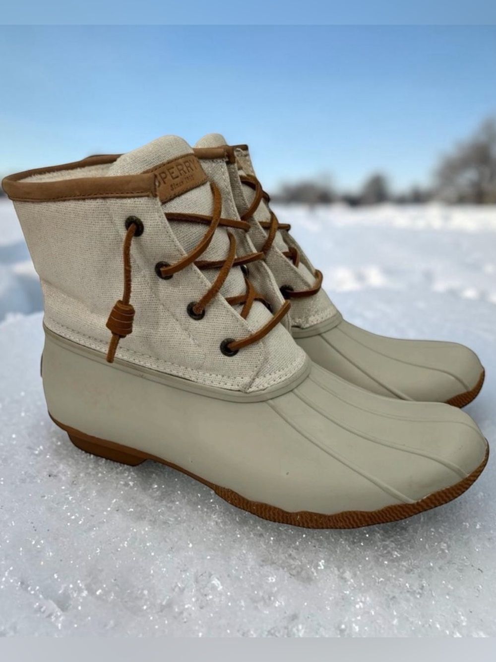 Sperry Saltwater Sparkle Textile Waterproof Rain Snow Duck Boots Sz.9
